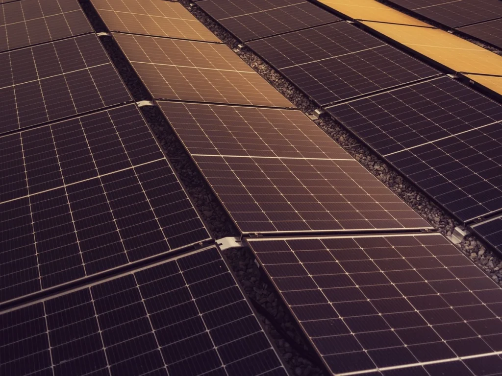 Solar Panel Cells Close-Up. Close-up of monocrystalline solar panel cells showing the dark, uniform crystal structure