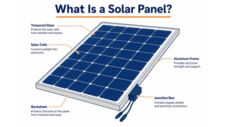What is a solar panel labeled diagram of parts