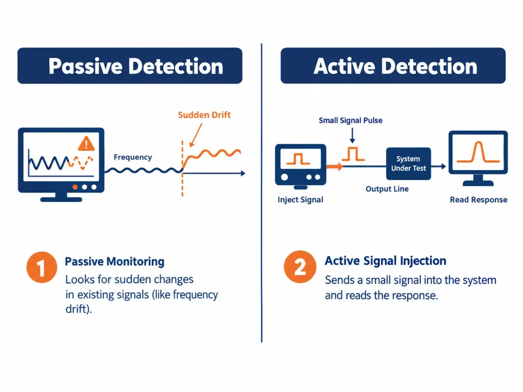 Passive and active anti-islanding detection methods in a solar inverter.